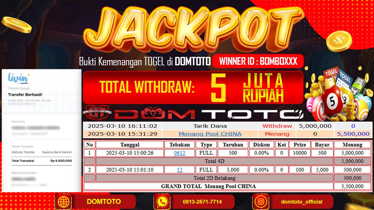 JACKPOT TOGEL POOLS CHINA 10 MARET 2025